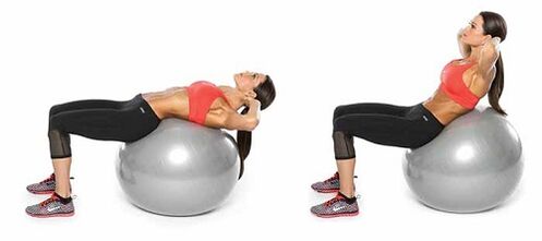 sukimas ant fitball, skirtas numesti svorio ant pilvo ir šonų